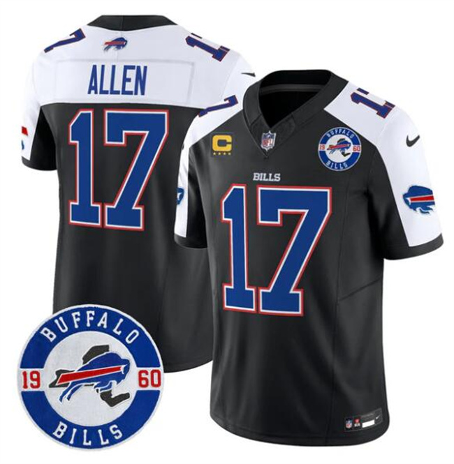 Personalized Men’s Buffalo Bills #17 Josh Allen Black Alternate F.U.S.E. 4-Star C With Est. 1960 Patch Untouchable Limited Stitched Football Jersey