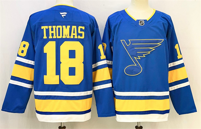 Personalized Men’s St. Louis Blues #18 Robert Thomas Blue 2025 Stitched Hockey Jersey