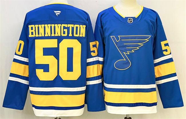Personalized Men’s St. Louis Blues #50 Jordan Binnington Blue 2025 Stitched Hockey Jersey