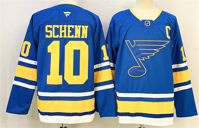 Personalized Men’s St. Louis Blues #10 Brayden Schenn Blue 2025 With C Patch Stitched Hockey Jersey