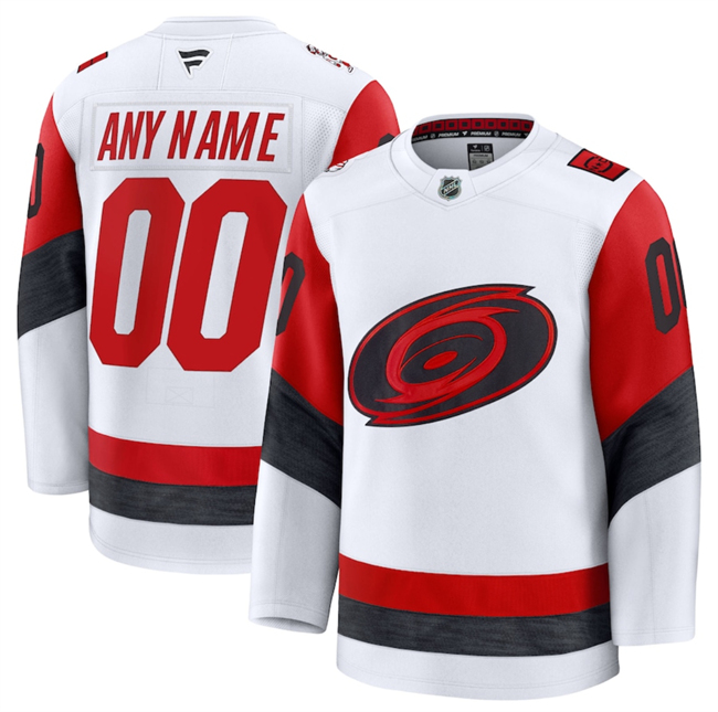 Personalized Men’s Carolina Hurricanes Active Player White 2025 Away Stitched Hockey Jersey