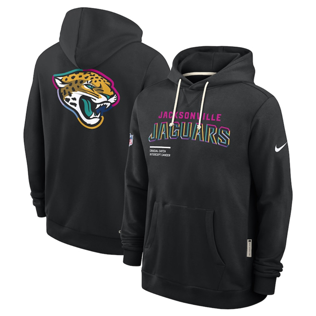 Personalized Men’s Jacksonville Jaguars Black 2025 Crucial Catch Club Pullover Hoodie
