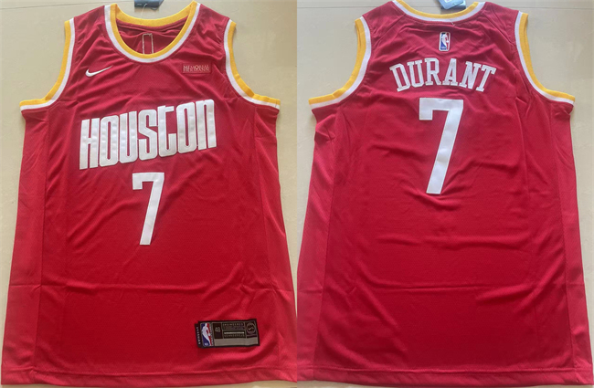 Personalized Men’s Houston Rockets #7 Kevin Durant Red Icon Edition Stitched Jersey