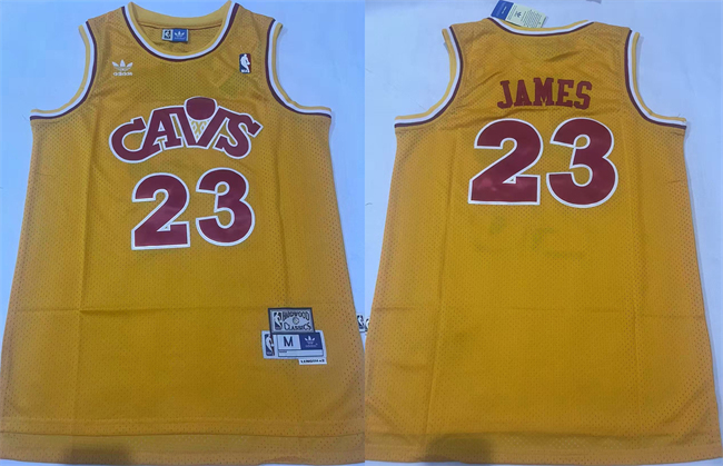 Personalized Men’s Cleveland Cavaliers #23 LeBron James Yellow Throwback Stitched Jersey