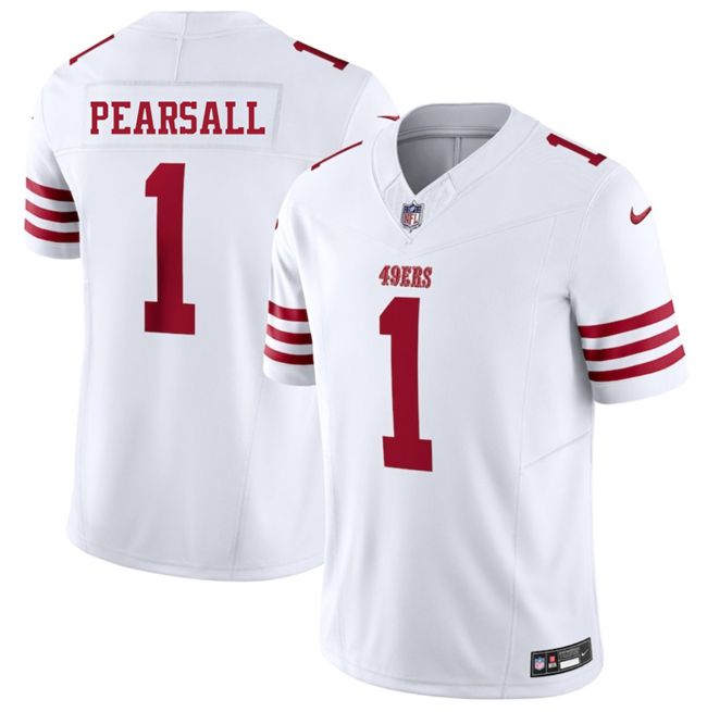 Personalized Youth San Francisco 49ers #1 Ricky Pearsall White 2025 F.U.S.E. Untouchable Limited Stitched Football Jersey