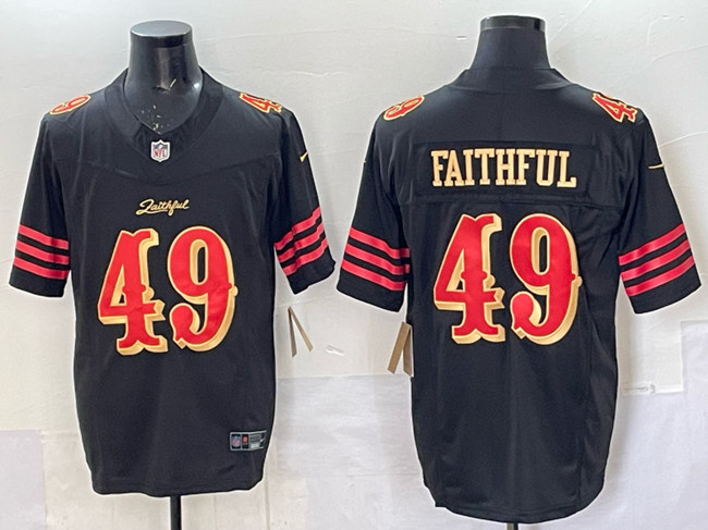Personalized Men’s San Francisco 49ers #49 Faithful Black 2025 F.U.S.E. Rivalries Limited Stitched Football Jersey