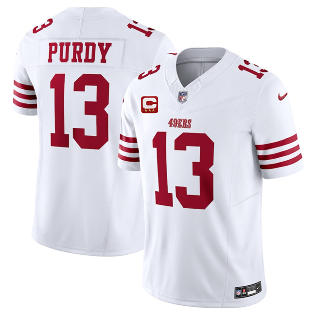 Personalized Men’s San Francisco 49ers #13 Brock Purdy White 2025 F.U.S.E. With 3-Star C Patch Untouchable Limited Stitched Football Jersey
