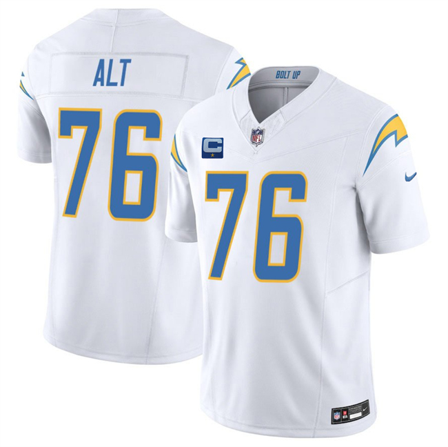 Personalized Men’s Los Angeles Chargers #76 Joe Alt White 2025 F.U.S.E With 1-Star C Patch Limited Stitched Football Jersey