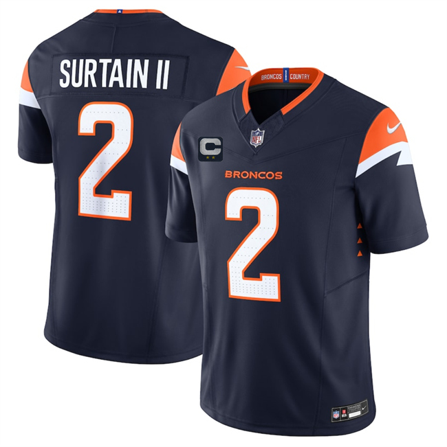 Personalized Men’s Denver Broncos #2 Pat Surtain II Navy 2025 F.U.S.E. With 2-Star C Patch Limited Stitched Football Jersey