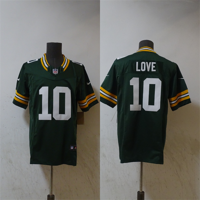 Personalized Men’s Green Bay Packers #10 Jordan Love Green 2024 F.U.S.E. Limited Stitched Football Jersey
