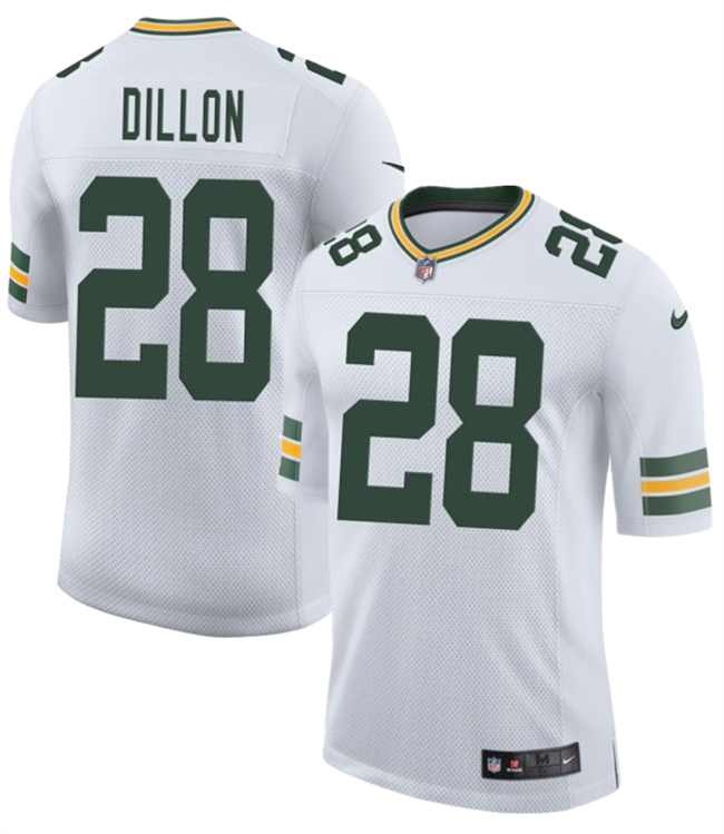 Personalized Men’s Green Bay Packers #28 A. J. Dillon White 2025 New Untouchable Limited Stitched Football Jersey