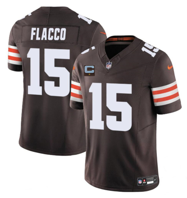 Personalized Men’s Cleveland Browns #15 Joe Flacco Brown 2025 F.U.S.E. With 1-Star C Patch Limited Stitched Football Jersey