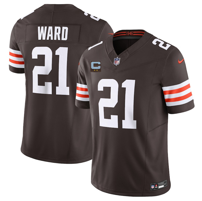 Personalized Men’s Cleveland Browns #21 Denzel Ward Brown 2025 F.U.S.E. With 2-Star C Patch Limited Stitched Football Jersey