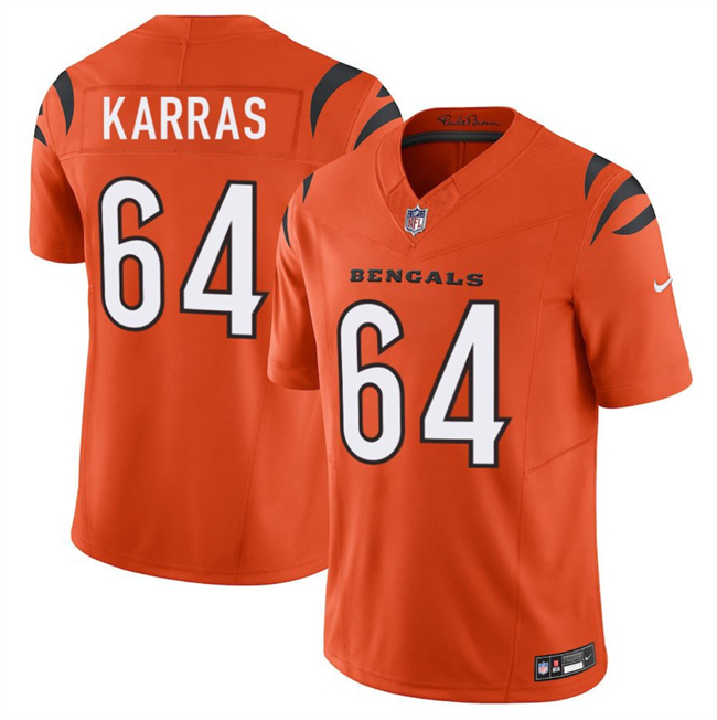 Personalized Men’s Cincinnati Bengals #64 Ted Karras Orange 2025 F.U.S.E. Untouchable Limited Stitched Football Jersey