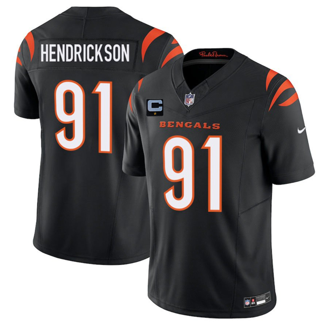 Personalized Men’s Cincinnati Bengals #91 Trey Hendrickson Black 2025 F.U.S.E. With 1-Star C Patch Untouchable Limited Stitched Football Jersey