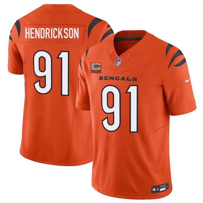 Personalized Men’s Cincinnati Bengals #91 Trey Hendrickson Orange 2025 F.U.S.E. With 1-Star C Patch Untouchable Limited Stitched Football Jersey
