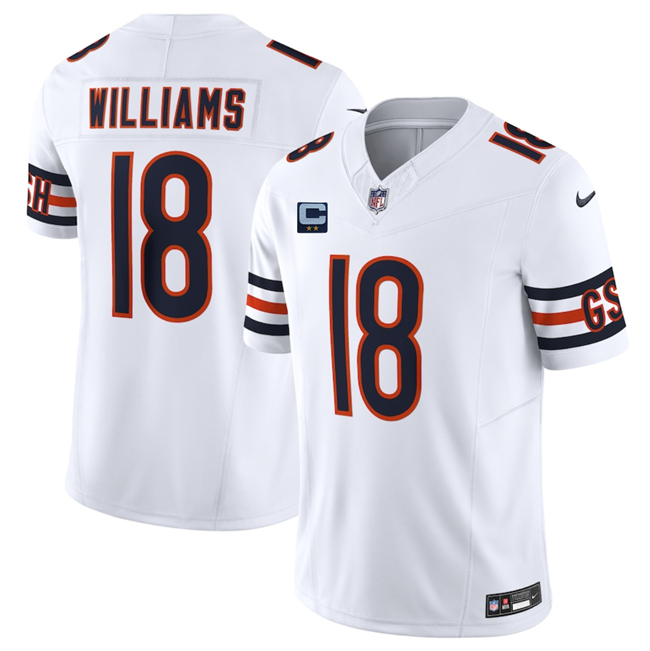 Personalized Men’s Chicago Bears #18 Caleb Williams White 2025 F.U.S.E. With 2-Star C Patch Untouchable Limited Stitched Football Jersey