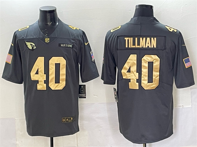 Personalized Men’s Arizona Cardinals #40 Pat Tillman Grey Gold Salute To Service Limited Stitched Jersey