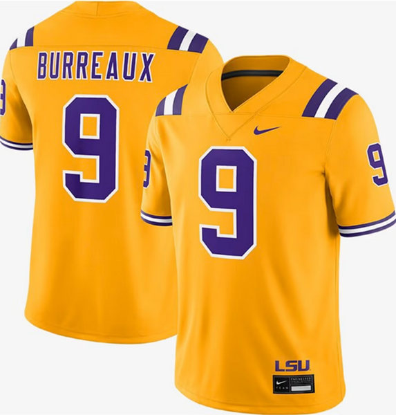 Personalized Men’s LSU Tigers #9 Joe Burrow Gold Limited Stitched Jersey