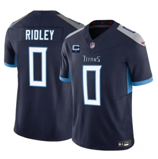 Personalized Men’s Tennessee Titans #0 Calvin Ridley Navy 2025 F.U.S.E. With 1-Star C Patch Limited Stitched Football Jersey