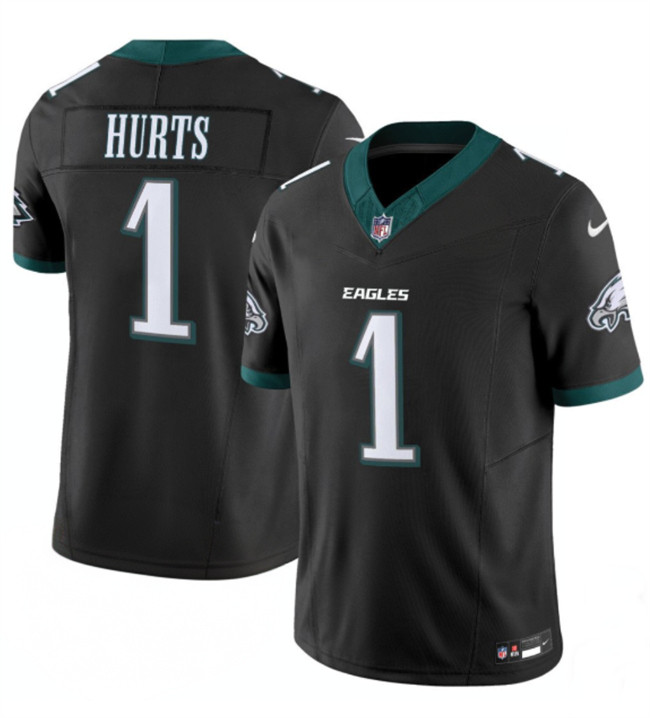 Personalized Men’s Philadelphia Eagles #1 Jalen Hurts Black 2024 New F.U.S.E. Untouchable Limited Stitched Football Jersey