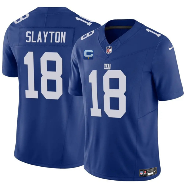 Personalized Men’s New York Giants #18 Darius Slayton Blue 2025 F.U.S.E. With 1-Star C Patch Untouchable Limited Stitched Jersey