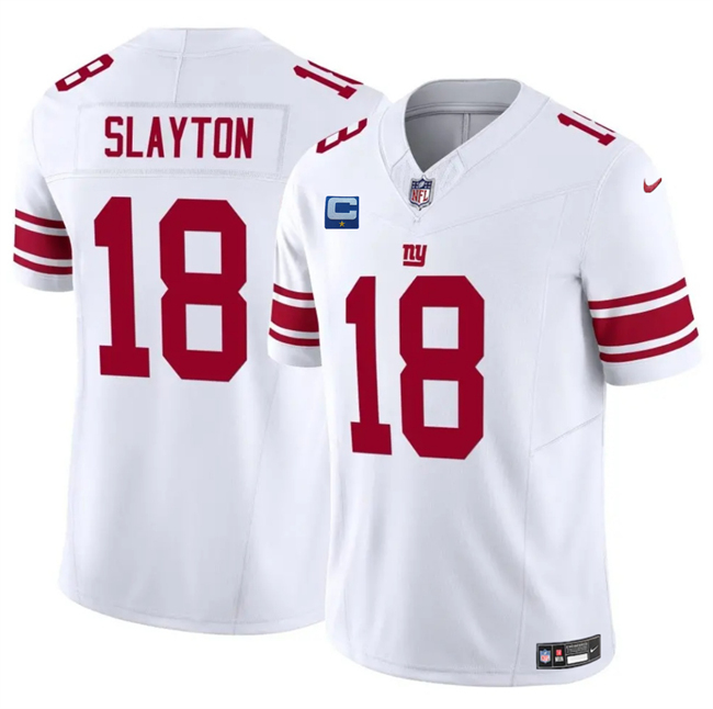 Personalized Men’s New York Giants #18 Darius Slayton White 2025 F.U.S.E. With 1-Star C Patch Untouchable Limited Stitched Jersey