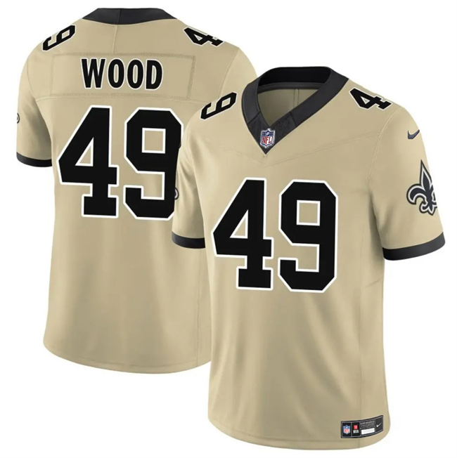 Personalized Men’s New Orleans Saints #49 Zach Wood Gold 2025 F.U.S.E. Alternate Limited Stitched Football Jersey