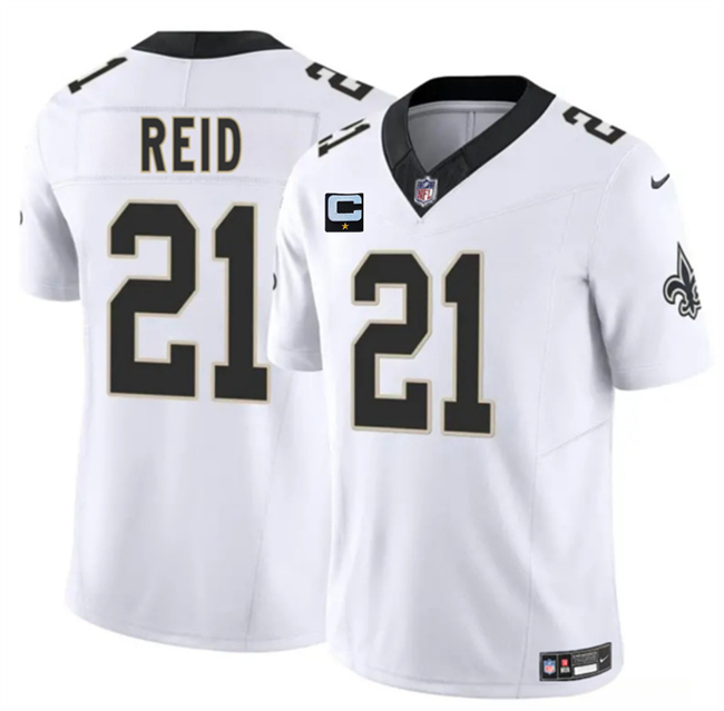 Personalized Men’s New Orleans Saints #21 Justin Reid White 2025 F.U.S.E With 1-Star C Patch Limited Stitched Football Jersey