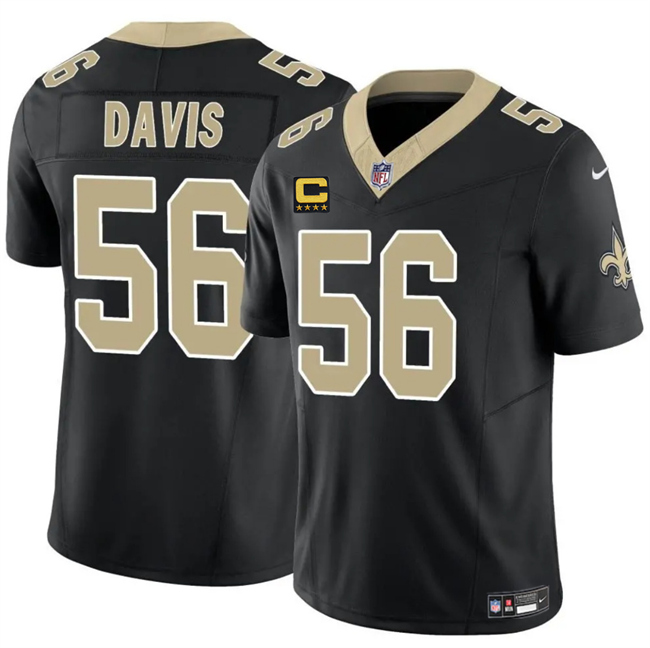 Personalized Men’s New Orleans Saints #56 DeMario Davis Black 2025 F.U.S.E With 4-Star C Patch Limited Stitched Football Jersey