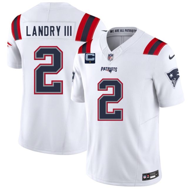 Personalized Men’s New England Patriots #2 Harold Landry III White 2025 F.U.S.E. With 1-Star C Patch Limited Stitched Football Jersey