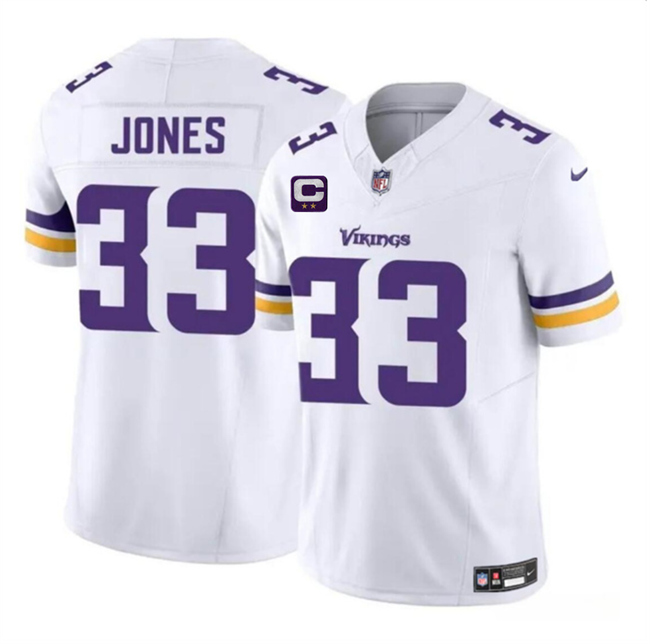 Personalized Men’s Minnesota Vikings #33 Aaron Jones White 2025 F.U.S.E. Untouchable Limited Stitched Jersey