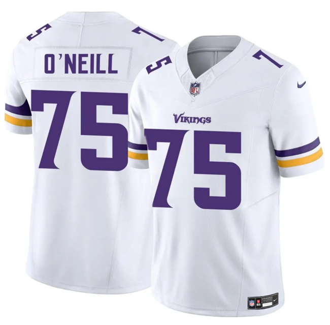 Personalized Men’s Minnesota Vikings #75 Brian O’Neill White 2025 F.U.S.E. Untouchable Limited Stitched Jersey
