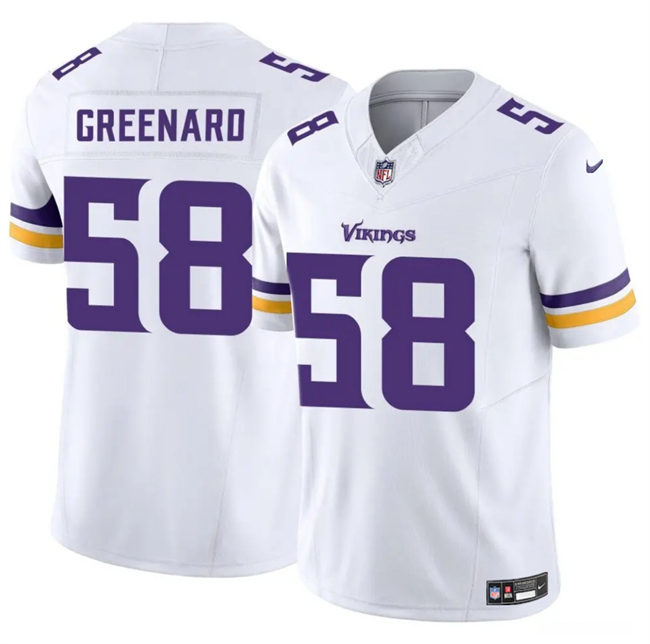 Personalized Men’s Minnesota Vikings #58 Jonathan Greenard White 2025 F.U.S.E. Untouchable Limited Stitched Jersey