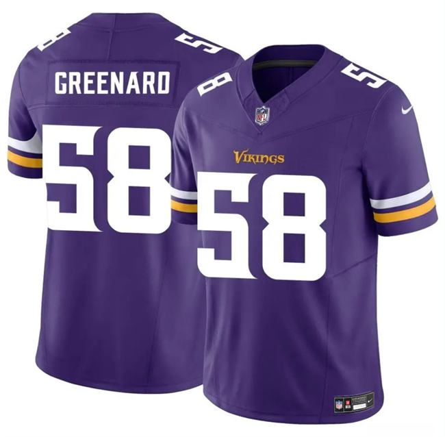 Personalized Men’s Minnesota Vikings #58 Jonathan Greenard Purple 2025 F.U.S.E. Untouchable Limited Stitched Jersey