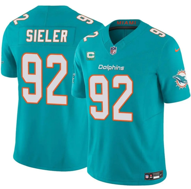 Personalized Men’s Miami Dolphins #92 Zach Sieler Aqua 2025 F.U.S.E. With 2-Star C Patch Limited Stitched Football Jersey