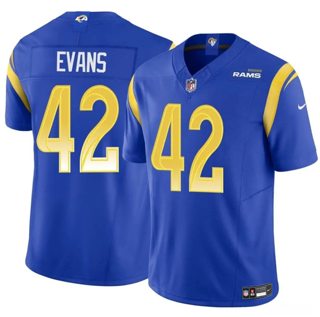 Personalized Men’s Los Angeles Rams #42 Ethan Evans Blue 2025 F.U.S.E. Untouchable Stitched Football Jersey