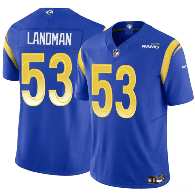 Personalized Men’s Los Angeles Rams #53 Nate Landman Blue 2025 F.U.S.E. Untouchable Stitched Football Jersey