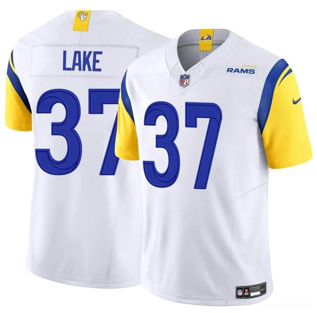 Personalized Men’s Los Angeles Rams #37 Quentin Lake White 2025 F.U.S.E. Untouchable Stitched Football Jersey