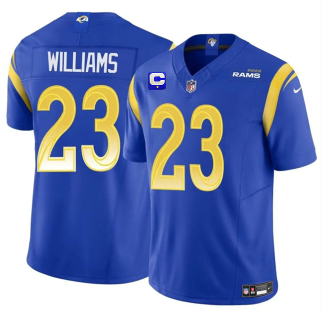 Personalized Men’s Los Angeles Rams #23 Kyren Williams Blue 2025 F.U.S.E. With 1-Star C Patch Untouchable Stitched Football Jersey