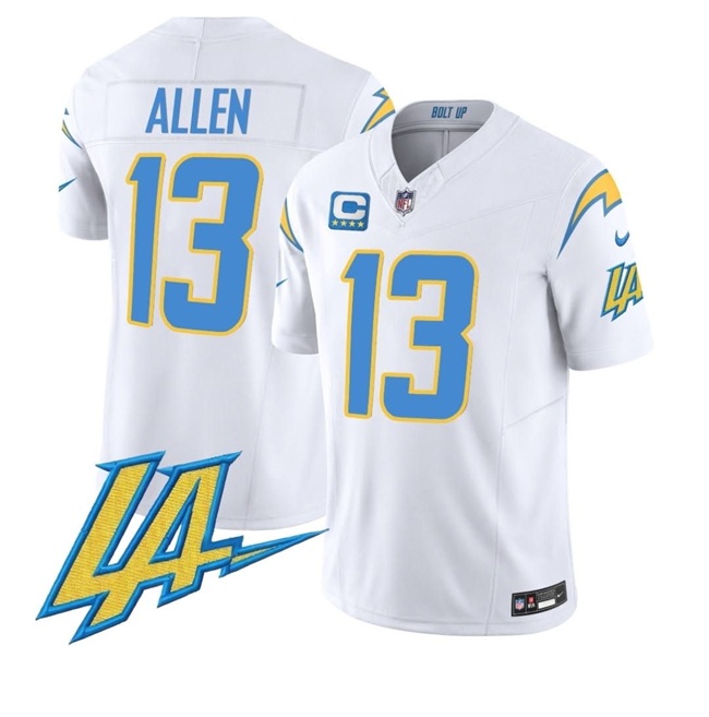 Personalized Men’s Los Angeles Chargers #13 Keenan Allen White F.U.S.E With LA & 4-Star C Patch Limited Stitched Football Jersey