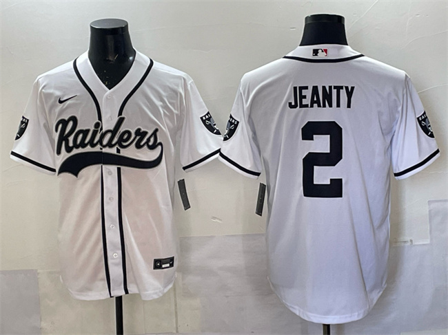 Personalized Men’s Las Vegas Raiders #2 Ashton Jeanty White Cool Base Stitched Baseball Jersey