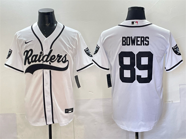 Personalized Men’s Las Vegas Raiders #89 Brock Bowers White Cool Base Stitched Baseball Jersey