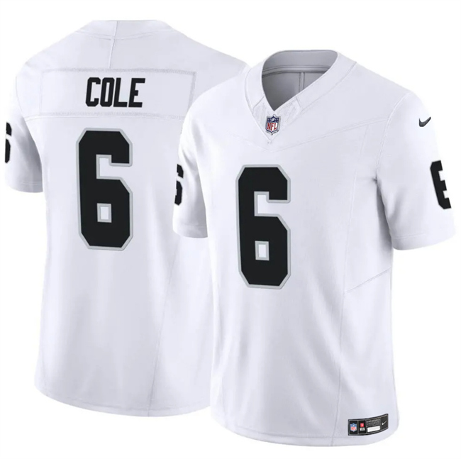 Personalized Men’s Las Vegas Raiders #6 A.J. Cole White 2025 F.U.S.E. Untouchable Limited Stitched Football Jersey