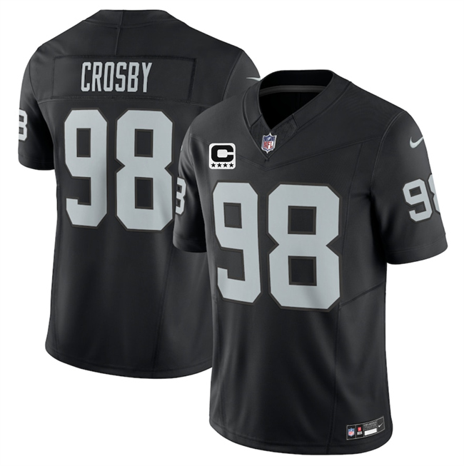 Personalized Men’s Las Vegas Raiders #98 Maxx Crosby Black 2025 F.U.S.E. With 4-Star C Patch Untouchable Limited Stitched Football Jersey