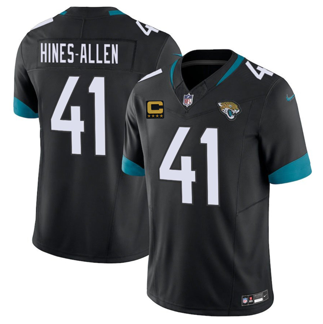 Personalized Men’s Jacksonville Jaguars #41 Josh Hines-Allen Black 2025 With 4-Star C Patch F.U.S.E. Limited Stitched Football Jersey