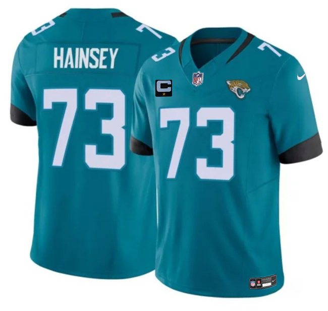 Personalized Men’s Jacksonville Jaguars #73 Robert Hainsey Teal 2025 F.U.S.E. With 1-Star C Patch Untouchable Limited Stitched Jersey