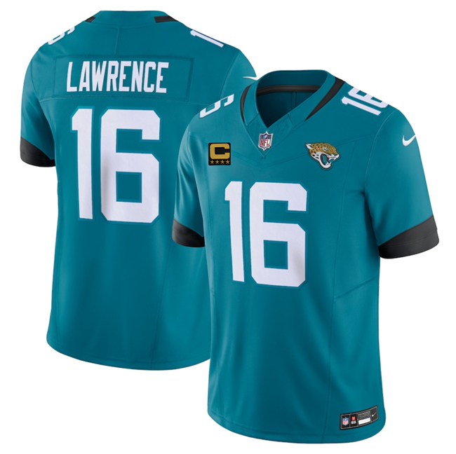 Personalized Men’s Jacksonville Jaguars #16 Trevor Lawrence Teal 2025 F.U.S.E. With 4-Star C Patch Untouchable Limited Stitched Jersey