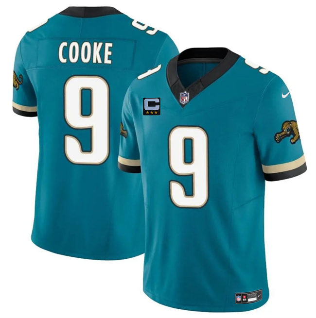 Personalized Men’s Jacksonville Jaguars #9 Logan Cooke Teal 2025 F.U.S.E. With 3-Star C Patch Prowler Throwback Limited Stitched Football Jersey