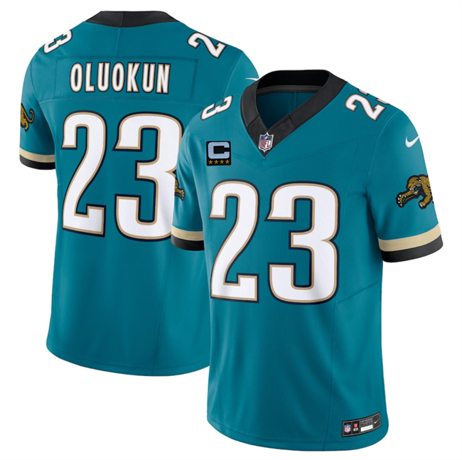 Personalized Men’s Jacksonville Jaguars #23 Foye Oluokun Teal 2025 F.U.S.E. With 4-Star C Patch Prowler Throwback Limited Stitched Football Jersey